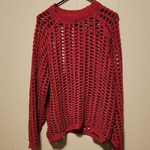 GeeGee Pink Open Knit Sweater Size L